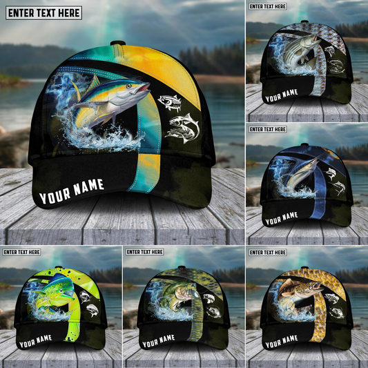 Joycorners Fishing Cross Water Skinfish Water Sport Pattern Personalized Name 3D Cap (11 Breeds)