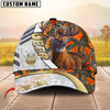Joycorners Hunting Cap White Orange Camo With Golden Line Personalized Name 3D Cap (Deer/Moose/Elk/Boar)