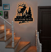 Maxcorners Personalized Elk Hunting Metal Sign WITH LED/WITHOUT LED Light Deer Forest Scene Custom Name Rifle Wall Art Hunter Gift MT0110