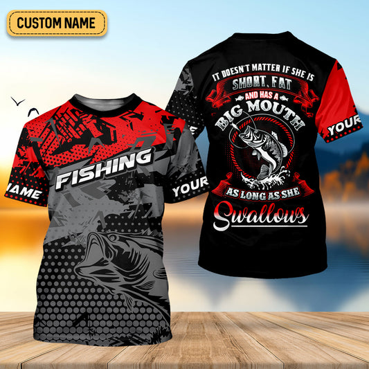 Joycorners As Long As She Swallows Funny Fishing Shirt, SPF Shirt For Men, Gift For Fisherman, Men's Fishing Shirt