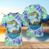 Joycorners Bear Fishing Green And Purple Cool Tie Dye Patterns Fishing UPF Shirts, Fishing Gifts For Men, Men's Fishing Shirt