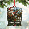 Joycorners Custom Name Santa Hunter Ornament, Deer Hunting Christmas Tree Decor, Personalized Camo Gift MT1111