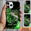 Joycorners Fishing Green Flame Energy Personalized Name Phone Case (10 Fish Species)