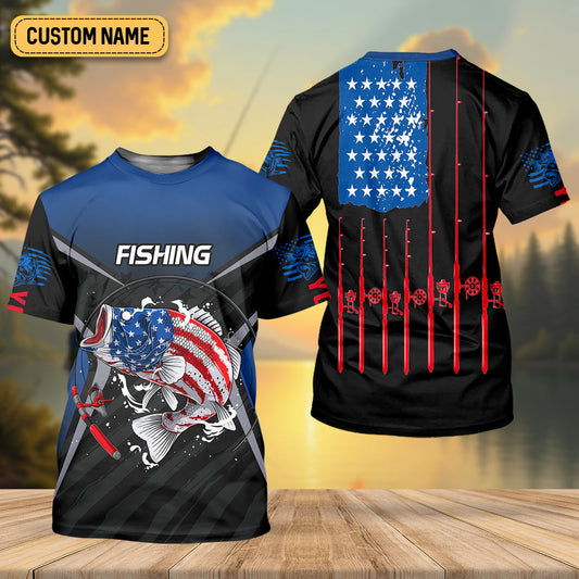 Joycorners Largemouth Bass Fishing Patriotic Fishing Shirt, SPF Shirt For Men, Presents For Fishermen