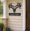 Maxcorners Personalized Deer Skull Metal Sign WITH LED/WITHOUT LED – Rustic Hunting Cabin Wall Decor, Gift for Hunters MT0110