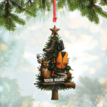 Joycorners Custom Name Hunting Christmas Tree Ornament, Deer & Duck Hunter Decor, Personalized Outdoorsman Gift MT1111