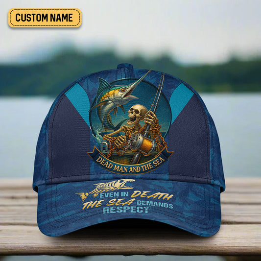Joycorners Dead Men And The Sea Swordfish Skeleton Fishing Cap, Personalized Hats For Men, Fishing Hats For Men