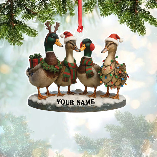 Joycorners Custom Name Duck Family Ornament, Mallard Christmas Decor MT1111