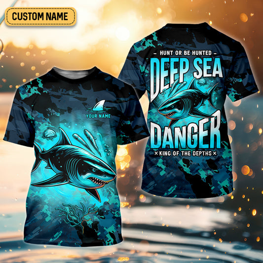 Joycorners Hunt or Be Hunted Deep Sea Danger Performance Fishing Shirts, Fishing Gifts For Men, Men's Fishing Shirt