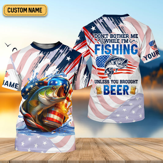 Joycorners Don't Bother Me While I'm Fishing Beer Patriotic Fishing Shirt, SPF Shirt For Men, Funny Fishing Shirt