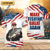 Joycorners Make Fishing Great Again Patriotic Fishing Shirt, Red White Blue Fishing UPF Shirts, Men's Fishing Shirt