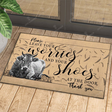 Joycorners Charolais - Leave Your Worries And Your Shoes At The Door Doormat