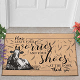 Joycorners Holstein - Leave Your Worries And Your Shoes At The Door Doormat
