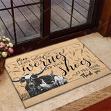 Joycorners Texas Longhorn - Leave Your Worries And Your Shoes At The Door Doormat