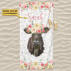 Joycorners Cattle Pink Floral Custom Name Beach Towel