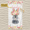 Joycorners Cattle Pink Floral Custom Name Beach Towel