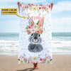 Joycorners Cattle Pink Floral Custom Name Beach Towel