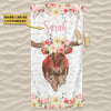 Joycorners Cattle Pink Floral Custom Name Beach Towel