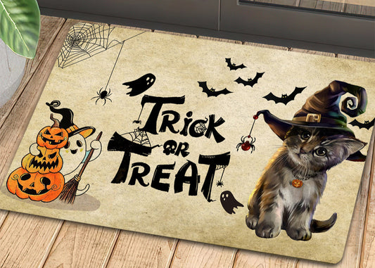 Joycorners Cute Halloween Cat Doormat, Trick Or Treat, Gift For Cat Lovers, New Home Gift, Housewarming Gift, Cat Decor LM0210