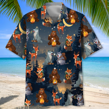 Joycorners Funny Animal Camping Hawaiian Shirt