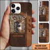 Joycorners Artist Hunting - Deer In Woods Leather Look Brown Personalized Name Phone Case