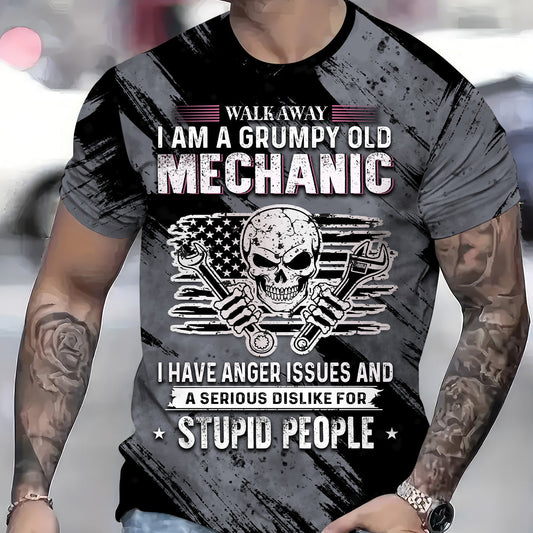 Joycorners Walk Away I Am A Grumpy Old Mechanic Shirt Printed Vintage Mechanic Unisex T Shirt PT2609
