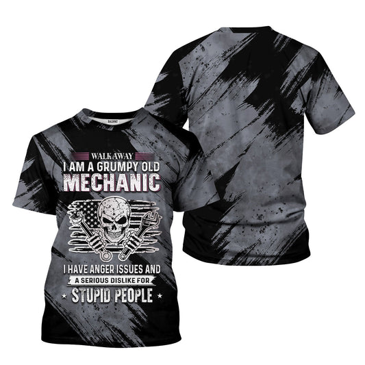 Joycorners Walk Away I Am A Grumpy Old Mechanic Shirt Printed Vintage Mechanic Unisex T Shirt PT2609