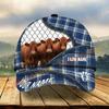 Joycorners Blue Plaid Pattern Cows, Custom Name Cattle Cap (8 Cattle Breeds)