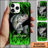 Joycorners Neon Green Flame Black Background Art Personalized Name Phone Case (8 Fish Species)