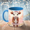 Joycorners Brown and White Calf Pink Bow Custom Name Mug