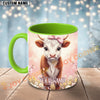 Joycorners Brown and White Calf Pink Bow Custom Name Mug