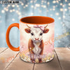 Joycorners Brown and White Calf Pink Bow Custom Name Mug