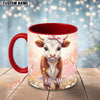 Joycorners Brown and White Calf Pink Bow Custom Name Mug