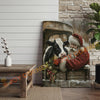 Joycorner Holstein Cow With Santa Claus Christmas Scene 3D Wrapped Canvas