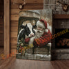 Joycorner Holstein Cow With Santa Claus Christmas Scene 3D Wrapped Canvas