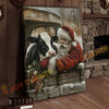 Joycorner Holstein Cow With Santa Claus Christmas Scene 3D Wrapped Canvas