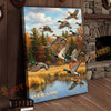 Joycorners Flying Ducks Autumn Lake Personalized Name Canvas