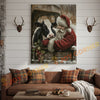 Joycorner Holstein Cow With Santa Claus Christmas Scene 3D Wrapped Canvas