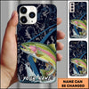 Joycorners Fishing Dark Water Topographic Pattern Personalized Name Phone Case (10 Fish Species)