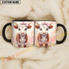 Joycorners Brown and White Calf Pink Bow Custom Name Mug