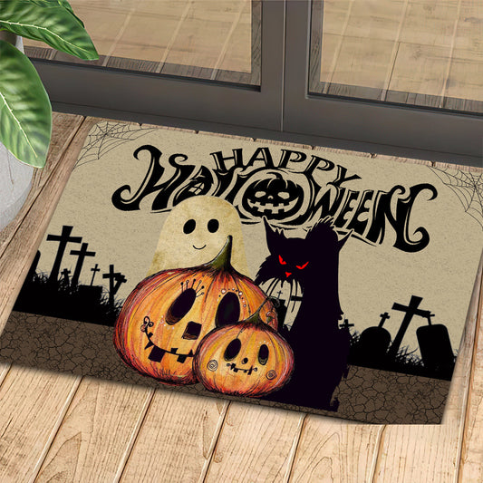 Joycorners Spooky Halloween Cat Doormat, Happy Halloween, Housewarming Gift, Doormat Decor, Gift For Cat Lovers, Cat Owners LM0210