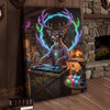 Joycorners Deer DJ Party in Cabin Bar with Neon Antlers and Colorful Lights Wrapped Canvas Wall Art