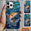 Joycorners Fishing Phone Case Fish Scale Pattern Splash Design Personalized Name 3D Phone Case (10 Fish Species)