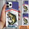 Joycorners Fishing American Flag Nautical Sketch Style Personalized Name Phone Case (10 Fish Species)
