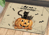 Joycorners Halloween Black Cat Doormat, Welcome Cats In A Pumpkin, Housewarming Gift, Doormat Decor LM0210
