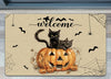 Joycorners Halloween Black Cat Doormat, Welcome Cats In A Pumpkin, Housewarming Gift, Doormat Decor LM0210