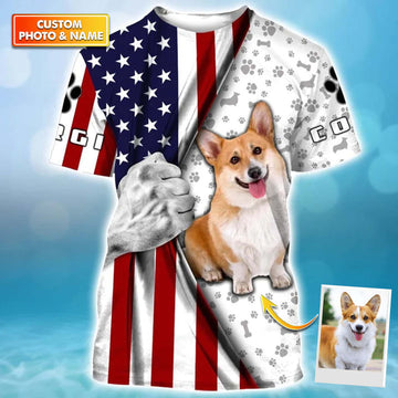 Joycorners Corgi America 3D Custom Name And Dog Full Print Shirts