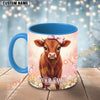 Joycorners Red Angus Cow Pink Bow Custom Name Mug