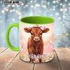 Joycorners Red Angus Cow Pink Bow Custom Name Mug