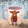 Joycorners Red Angus Cow Pink Bow Custom Name Mug